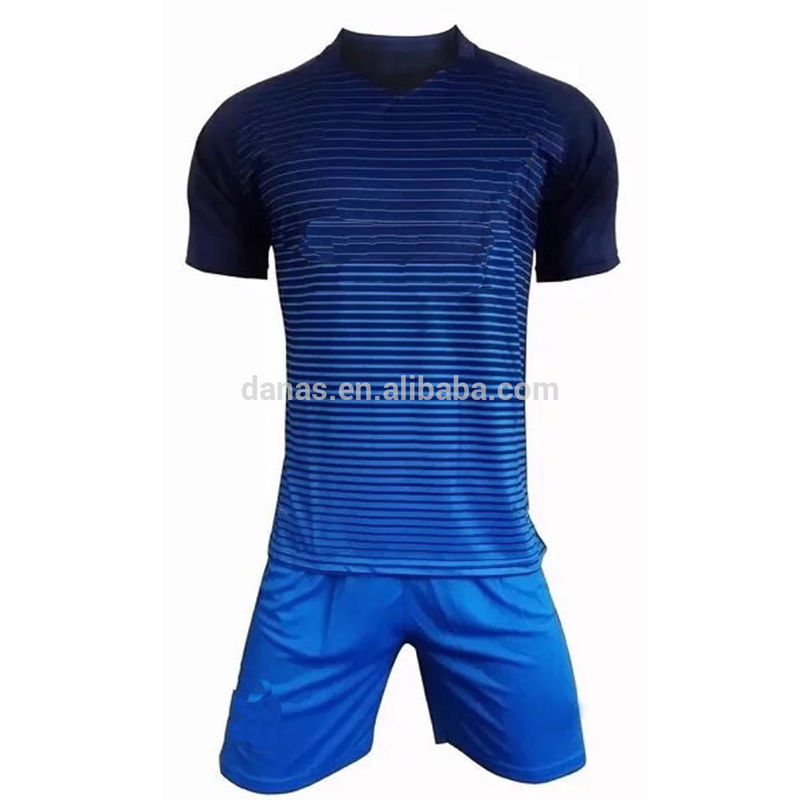 Hot selling new season latest design football jersey blue strips futbol uniform