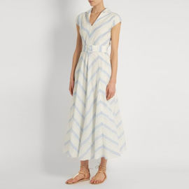 Fashion New Women Blue White Maxi Dress Girls Wrap Dress Ladies Striped Causal Dress For Wholesale