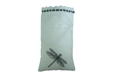 Attractive White Cotton Gift Bag Embroidery Surface With Lacework